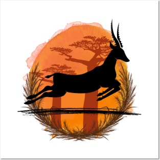 Gazelle Silhouette - Savannah Posters and Art